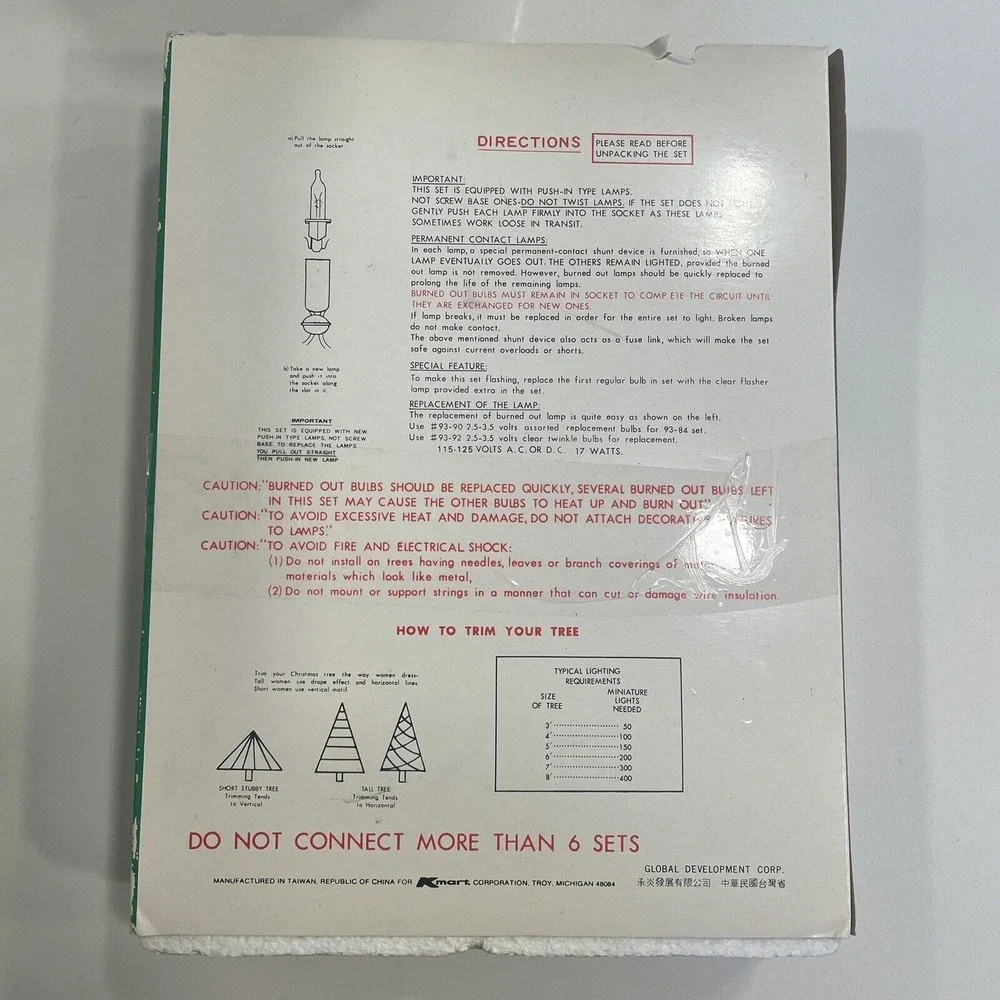Vintage KMART Miniature Lites Lamps Multi Color 2 Pack K Mart Christmas